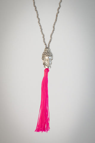 ZN Necklace Silver/Pink with Silver Buddha