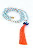 Bling-Bling Necklace Light Blue/Orange with Turkish Eye