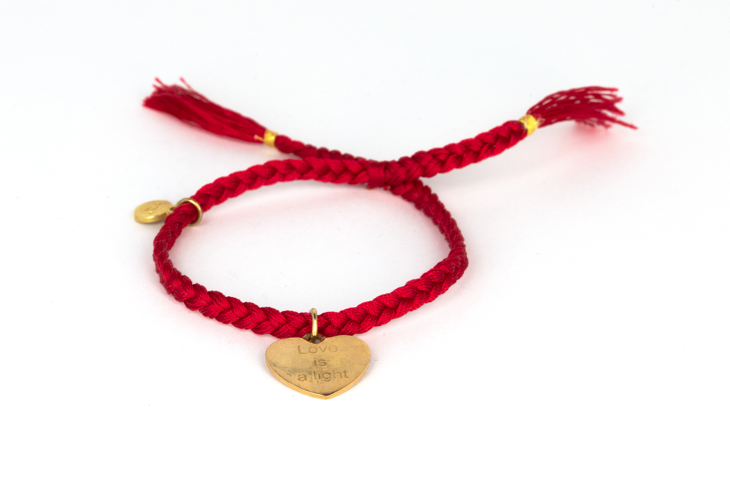 "Love is a light" Heart - Red/Gold