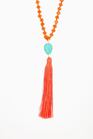Bling-Bling Necklace Orange with Turquoise stone