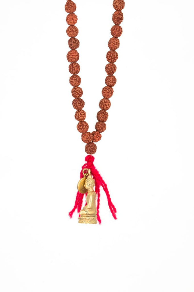 Rudraksha  Necklace with Gold Buddha